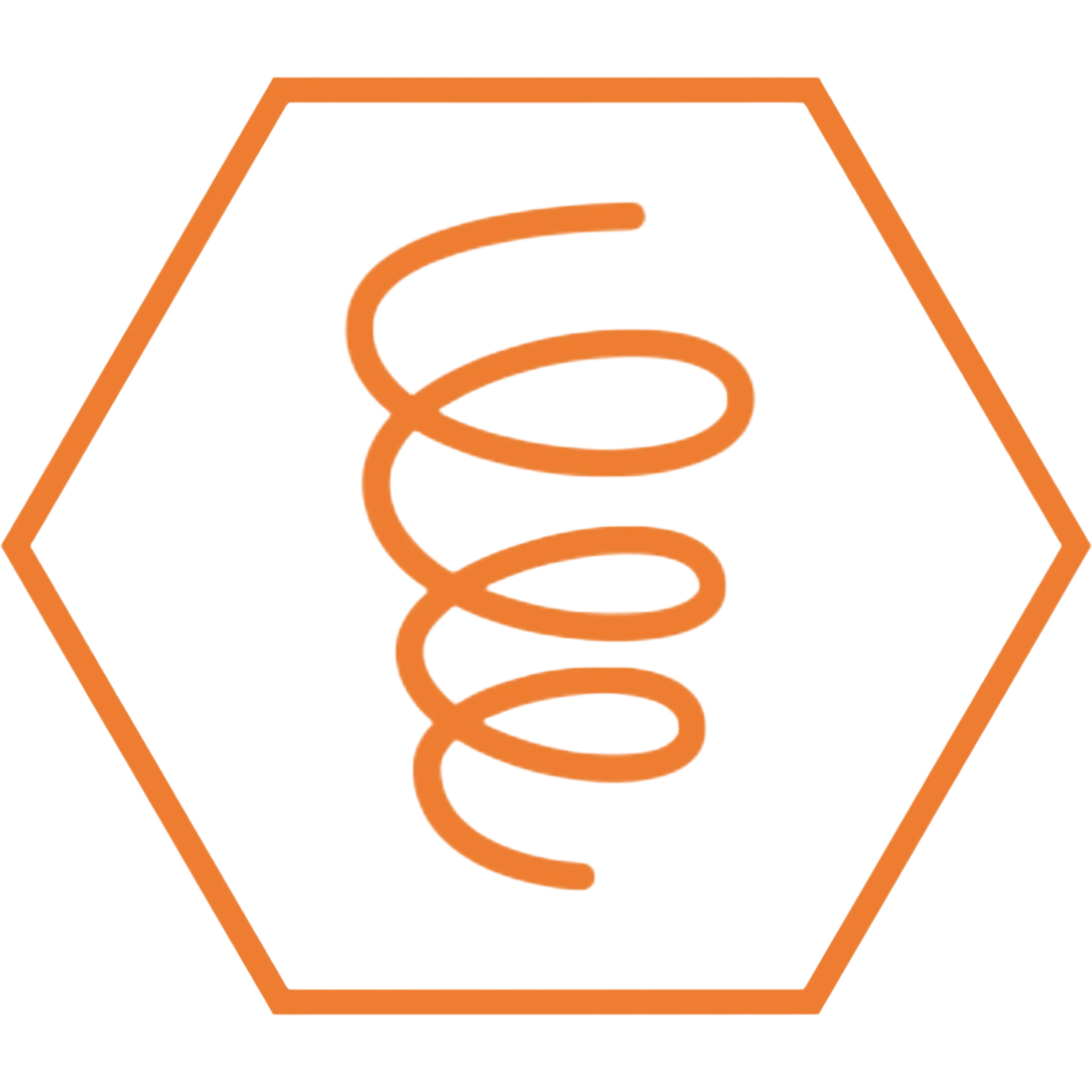 Orange coil icon inside a hexagon.
