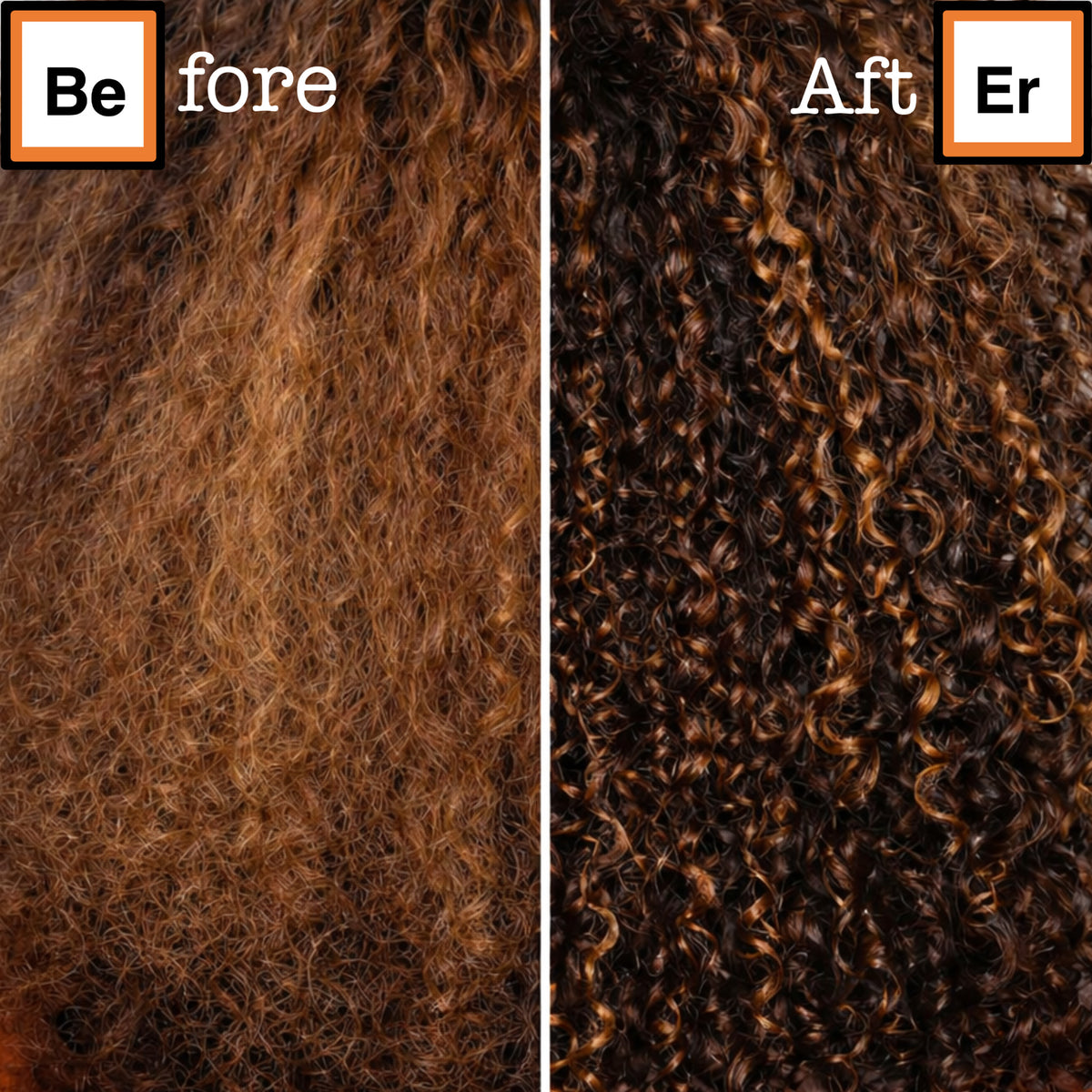 Before and after using deep conditioner on 3C curly hair