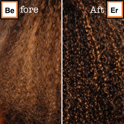 Before and after using deep conditioner on 3C curly hair