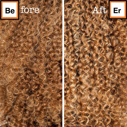 Before and after using deep conditioner on curly hair