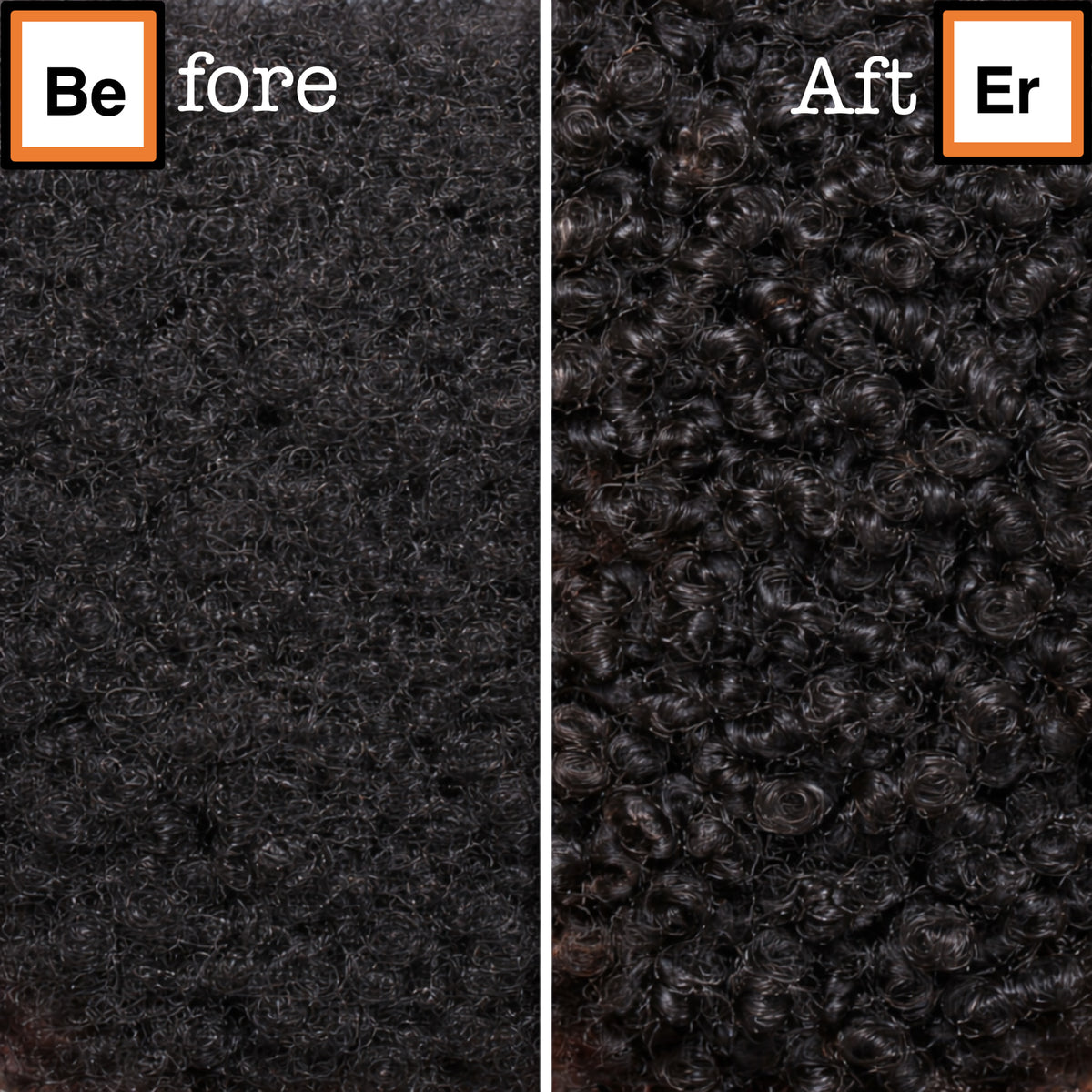 Before and after using deep conditioner on 4C coily hair