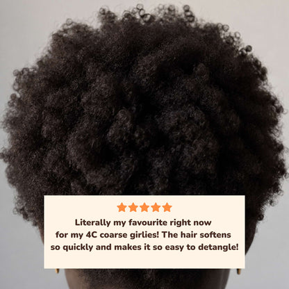 Five star review after using deep conditioner on 4C coily hair