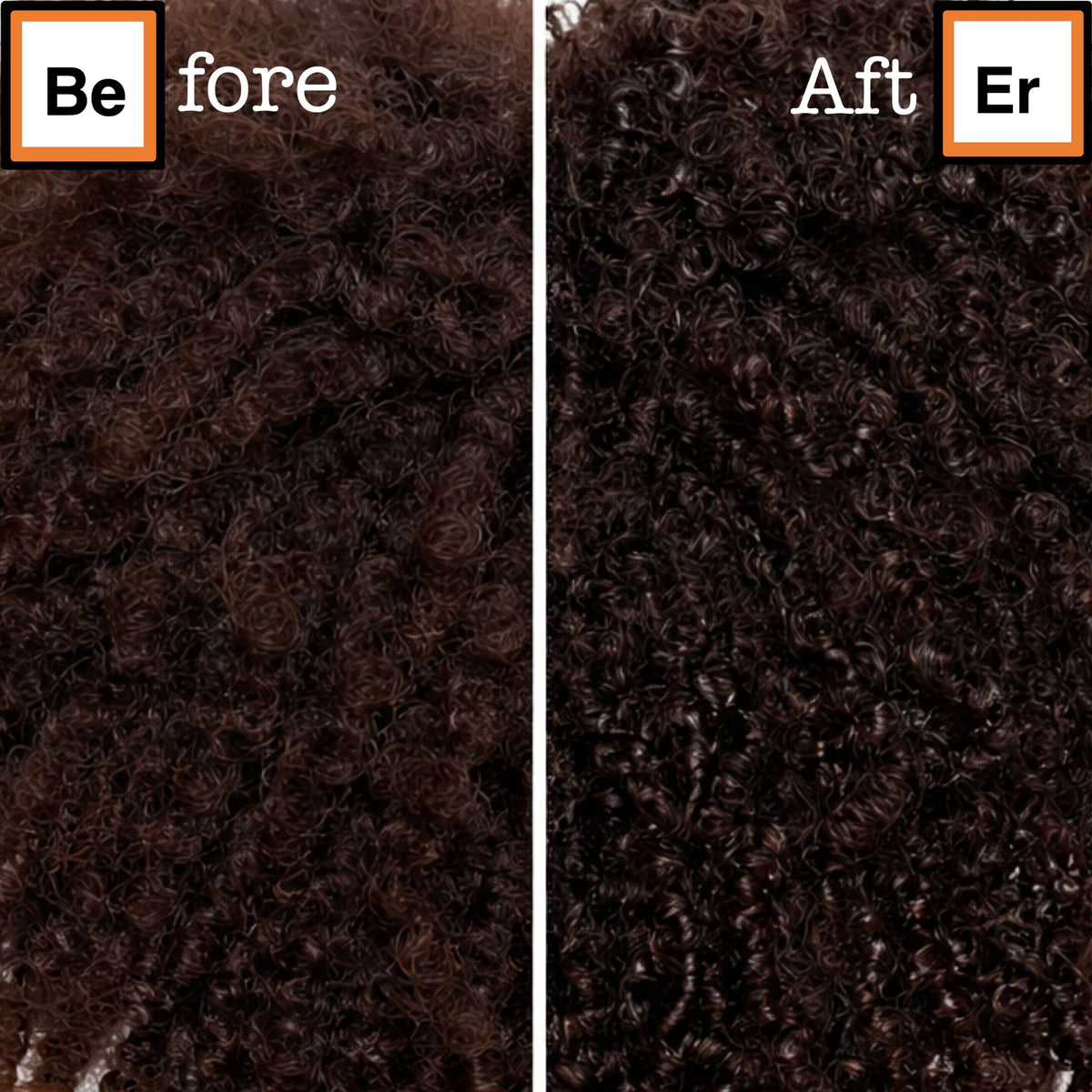 Before and after using deep conditioner on 4C coily hair