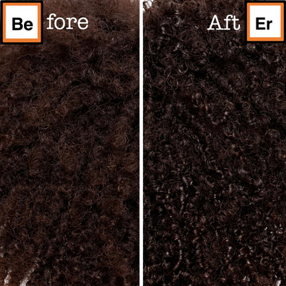 Before and after using deep conditioner on 4C coily hair