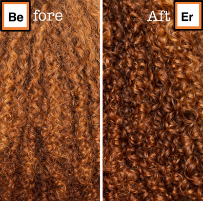 Before and after using deep conditioner on 4A coily hair