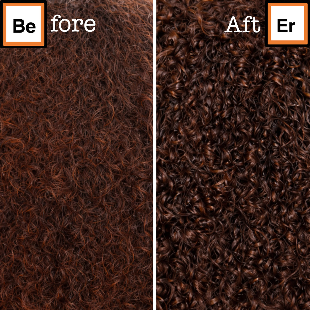 Before and after using Sealing Formula Hair Oil on 4C coily hair