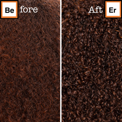 Before and after using Sealing Formula Hair Oil on 4C coily hair