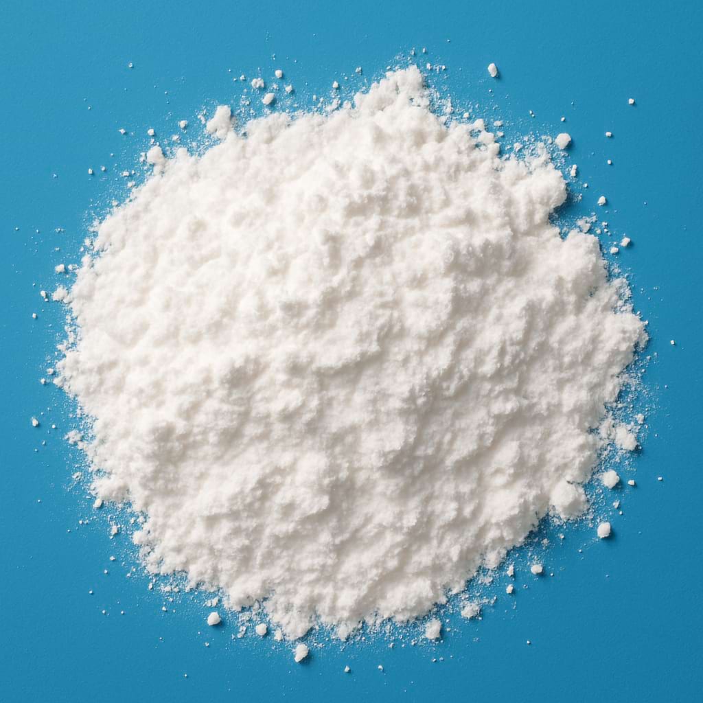 Panthenol powder on a blue background