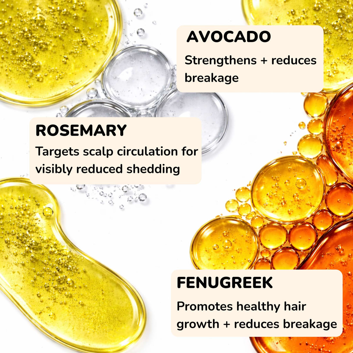 Mango butter and fenugreek oil ingredients close-up