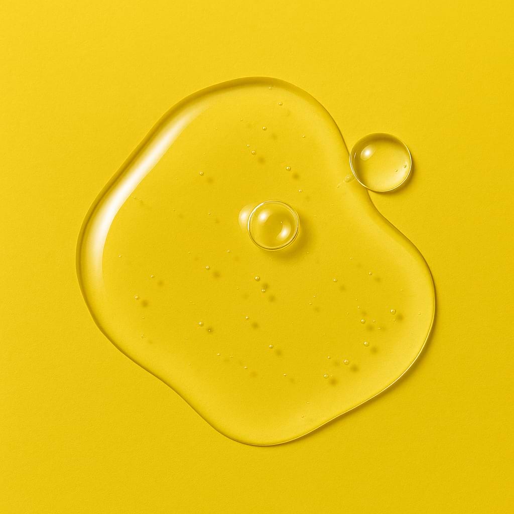 Saliguard droplet on a yellow background